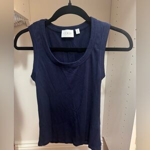 Cyrus Essentials Navy Blue Ribbed Tank Top